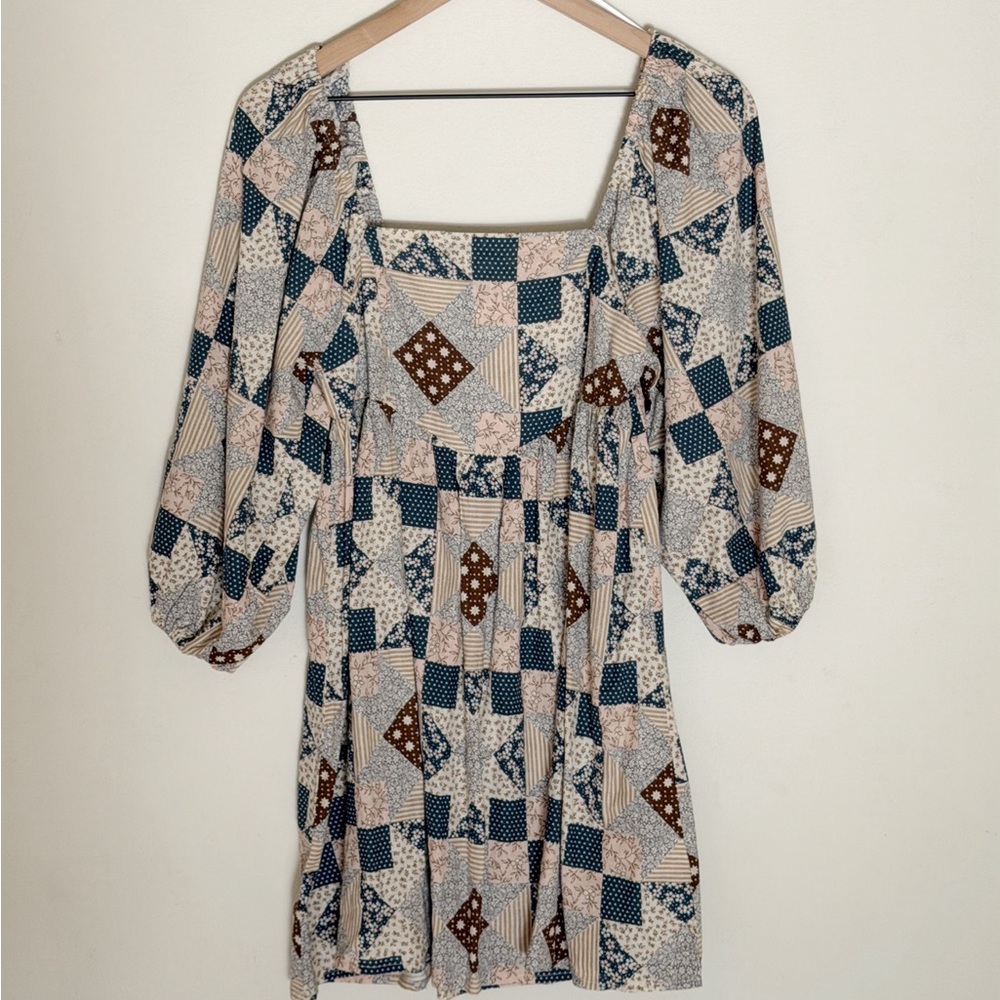 Rylee + Cru Patchwork Long Sleeve Dress